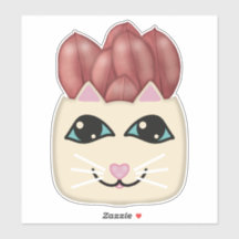 Witte Kat Rode Ruby Rubber Plant Planter Sticker