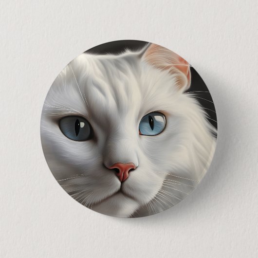 Witte kat ronde button 5,7 cm (Voorkant)