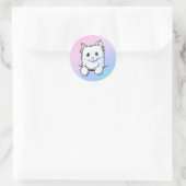 Witte Kat Ronde Sticker (Tas)
