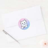 Witte Kat Ronde Sticker (Envelop)