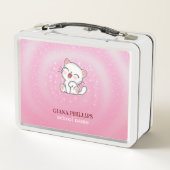 Witte kat roze achtergrond (Achterkant)