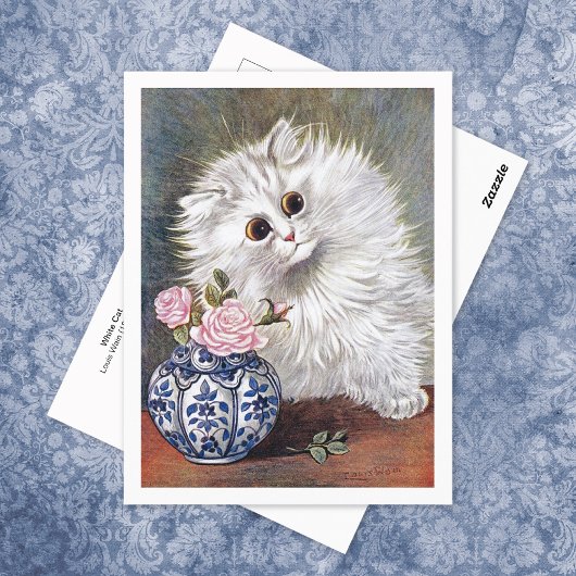 Witte Kat Rozen Louis Wain Briefkaart