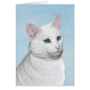 Witte kat schilderen - Kute Original Cat Art