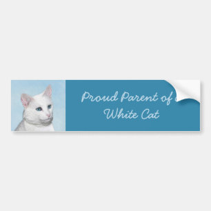 Witte kat schilderen - Kute Original Cat Art Bumpersticker