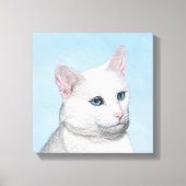 Witte kat schilderen - Kute Original Cat Art Canvas Afdruk (Voorkant)