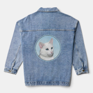Witte kat schilderen - Kute Original Cat Art Denim Jacket