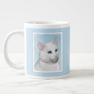 Witte kat schilderen - Kute Original Cat Art Extra Grote Beker