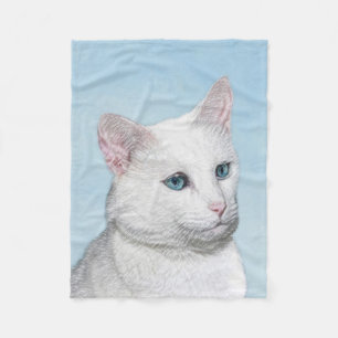 Witte kat schilderen - Kute Original Cat Art Fleece Deken