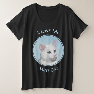 Witte kat schilderen - Kute Original Cat Art Grote Maat T-shirt