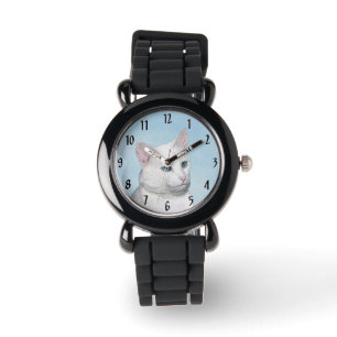 Witte kat schilderen - Kute Original Cat Art Horloge