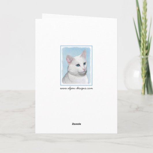 Witte kat schilderen - Kute Original Cat Art Kaart (Achterkant)
