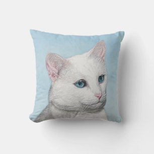 Witte kat schilderen - Kute Original Cat Art Kussen