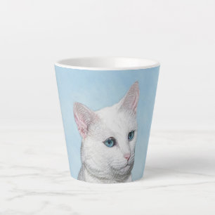 Witte kat schilderen - Kute Original Cat Art Latte Mok