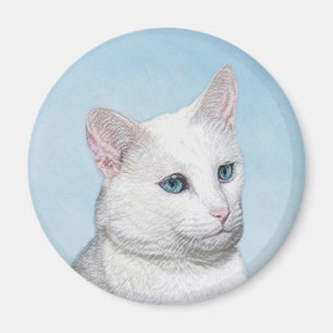 Witte kat schilderen - Kute Original Cat Art Magneet