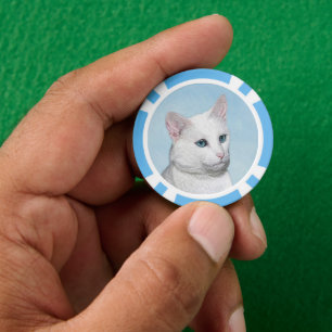 Witte kat schilderen - Kute Original Cat Art Poker Chips