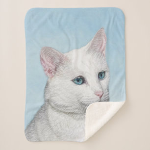 Witte kat schilderen - Kute Original Cat Art Sherpa Deken