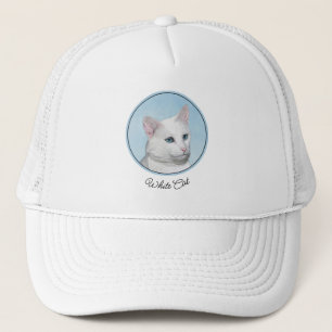 Witte kat schilderen - Kute Original Cat Art Trucker Pet