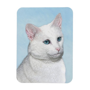 Witte kat schilderij - Mooie originele kat kunst Magneet