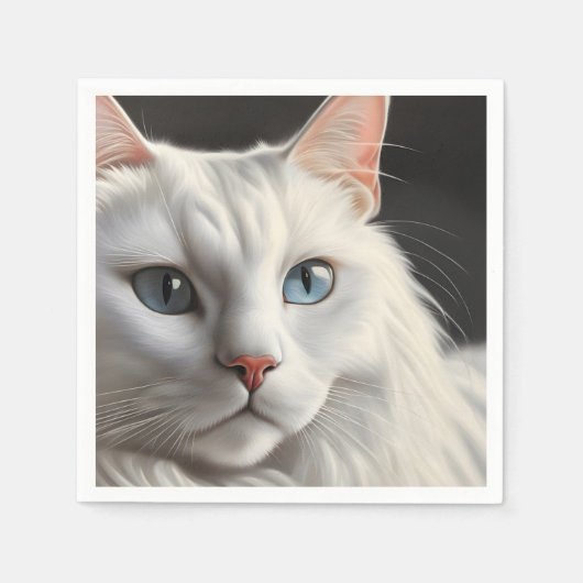 Witte kat servet (Voorkant)