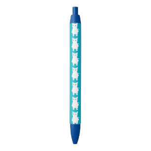 witte kat silhouet zwarte inkt pen