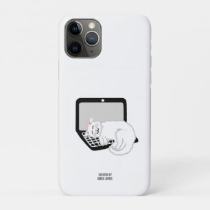 Witte kat slapen op laptop Apple iPhone 11 Pro Hoesje