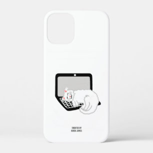 Witte kat slapen op laptop Apple iPhone 12 Mini Hoesje