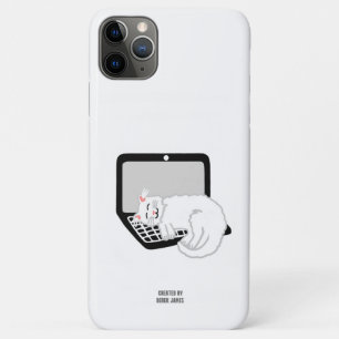 Witte kat slapen op laptop iPhone 11 Pro Max Hoesje