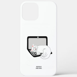 Witte kat slapen op laptop iPhone 12 Pro Max Hoesje