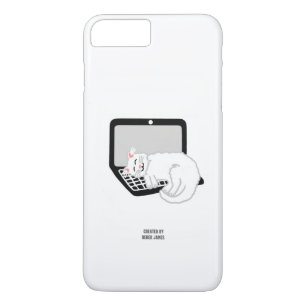 Witte kat slapen op laptop iPhone 8/7 Plus Hoesje
