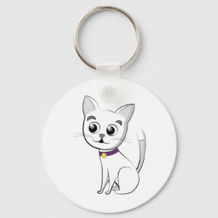 Witte Kat Sleutelhanger