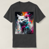 witte kat t-shirt (Design voorkant)