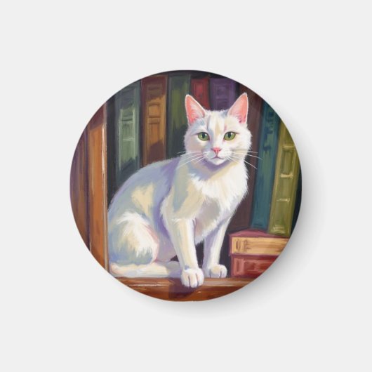 Witte kat tekening magneet (Voorkant)