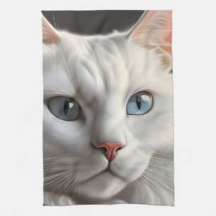 Witte kat theedoek