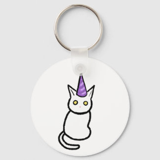 Witte Kat Viering Sleutelhanger