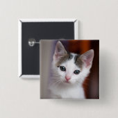 Witte Kat Vierkante Button 5,1 Cm (Voorkant /achterkant)