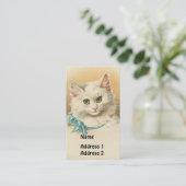 witte kat visitekaartje (Staand voorkant)