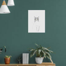 Witte kat waterverf Grappige katten liefhebbers