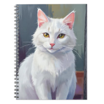 Witte Kat | Waterverf Kat Huisdier Schilderij