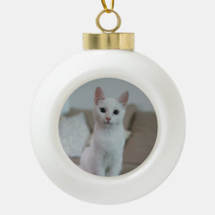 Witte kat Zazzle_Growshop. Keramische Bal Ornament