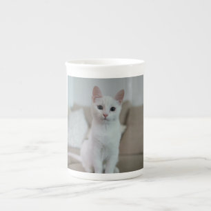 Witte kat Zazzle_Growshop. Porselein Kop
