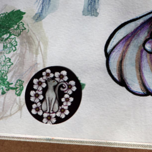 Witte katbloemen bloemen bloemen sakura bloemen ronde sticker