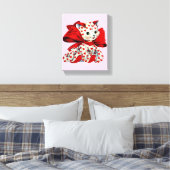 Witte katje met hart  Valentijnse kunst Canvas Afdruk (Insitu (Slaapkamer))