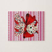 Witte katje met hart  Valentijnse kunst Legpuzzel (Horizontaal)