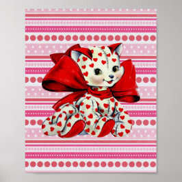 Witte katje met hart  Valentijnse kunst Poster