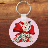 Witte katje met hart  Valentijnse kunst Sleutelhanger (Voorkant)