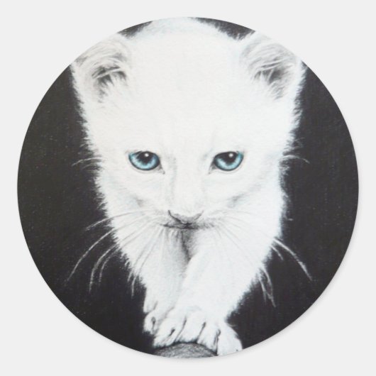 Witte katjes Teken Ronde Sticker (Voorkant)