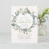 Witte katoenen tuinkrans Eerste Heilige Communie Kaart (Staand voorkant)
