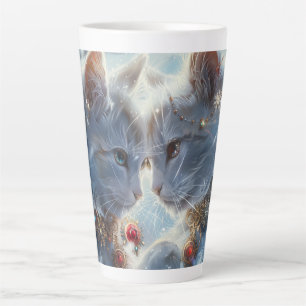 Witte Katten Digitale Kunst Latte Mok