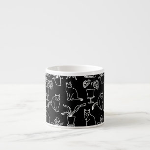Witte katten op zwart espresso kop