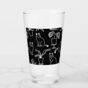 Witte katten op zwart glas